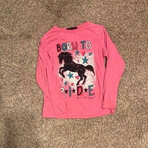 Rock & Roll Cowgirl Pink 'Born to Ride' Long Sleeve Tee